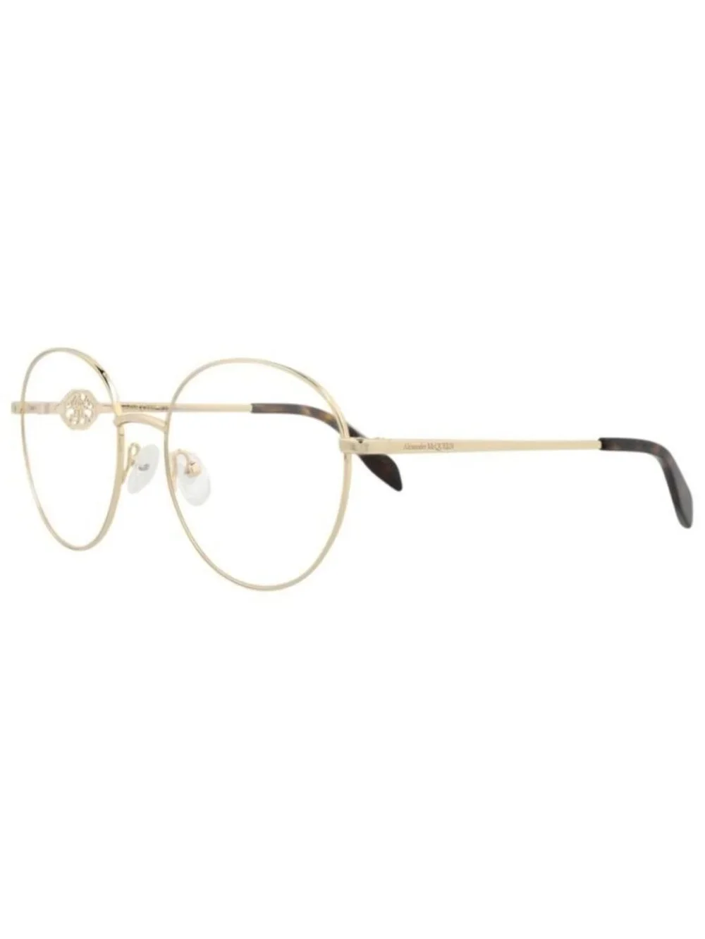 New Alexander McQueen Womens Round/Oval Gold Gold Transparent Fashion Designer E